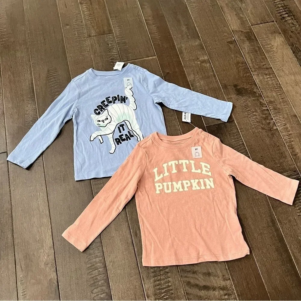 Old Navy Halloween Tee Bundle Long-Sleeved Shirt Top Toddler 3T Lot